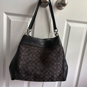 Coach Black & Charcoal Signature Canvas Shoulder Bag